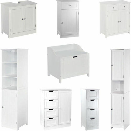Priano Freestanding Bathroom Cabinet Unit White Vanity Cupboard Storage Unit
