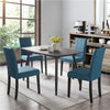 Fabric 4pcs Dining Chairs Kitchen Side Padded Chairs with Solid Wood Legs Blue