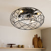 Vintage Birdcage Ceiling Fan Light Kitchen Bedroom Pendant Lamp Remote Control