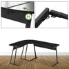 Black L-Shaped Corner Table Laptop Table Home Office Desk Wearable&Waterproof