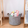 Grey Felt Storage Basket Bin with Handle Bedroom Closet Clothing Toy Storage UK