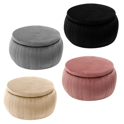 80cm Round Pouffe Ottoman Coffee Tea Table Velvet Padded Storage Stool Box Home