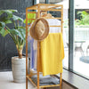3-Tire 2 in 1 Heavy Duty Garment Rail Clothes Rack Stand Bamboo Suit Dress Shelf