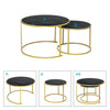 Nest of 2 Nested Table Round Coffee Table Black Marble Effect Living Room Office