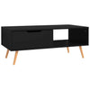Black Scandinavian Coffee Table Modern Side End Shelf Storage Open Drawer Unit