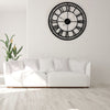 80cm Extra Large Silent Wall Clock Roman Numeral Round Face Black Outdoor Garden