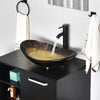 Bathroom Countertop Basin Set Tempered Glass Wash Sink Boat Shape Bowl Gold UK