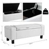 Bedroom Storage Bench PU Leather Seat Ottoman Hallway White