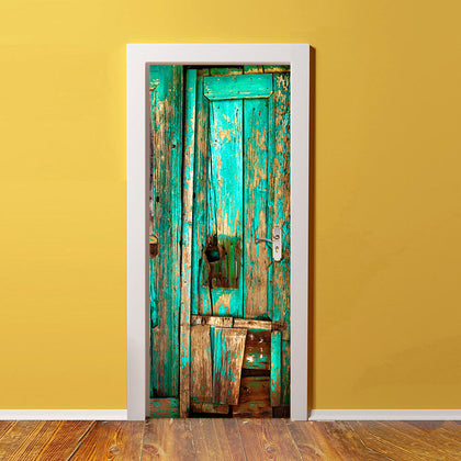 88cm W Vintage Timber Door Murals Self-Adhesive Decals Office Home Decoration