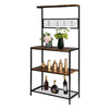 Kitchen Microwave Oven Stand Baker Rack Shelf Storage Organiser w/Hooks