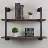 2 Tiers Industrial Iron Pipe Shelf Retro Wall Mounted Shelving With Wood Board