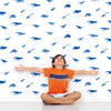 Blue Dinosaurs Pattern Self Adhesive Wall Stickers Kids Nursery Room Decorations