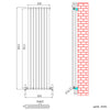 Anthracite Vertical Radiator Double Oval Column Modern Grey Tall Rads 1800x480mm