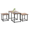 Nest of 3 Industrial Coffee Table and 2 Stools Set Living Room Office Lounge BN