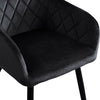 2 Pcs Dining Chairs With Armrests Velvet / PU Cushions Diamond Pattern Backrests