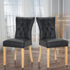 2/4 PU Leather Dining Chairs Thick Padded Seat High Back With Buttons Wood Legs