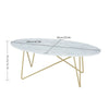 Coffee Table Marble Effect Side End Table Oval Living Room Table Golden Legs