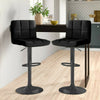 2x Matt Matte Black Gas Lift Swivel Faux Leather Kitchen Breakfast Bar Stools