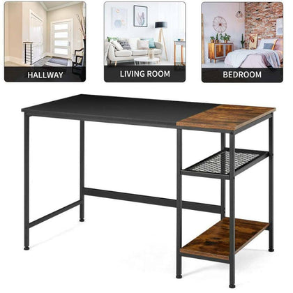 Computer Desk Writing Desk Table for Study with 2 Shelves PC Home Office 120cm