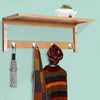 Hallway Wall Mounted Bamboo Shelf Clothes Rack Hanging Coat Hooks Storage