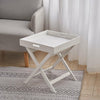 Folding Tray Table Wooden Sofa Side End Coffee Table Butler Serving Tray White