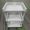 3 Tiers Plastic Kitchen Carts Trolley With Wheels Bathroom Storage Rack Cream