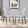 2Pcs Modern Grey Faux Leather Chairs High Back With Metal Legs Dining Room Chair