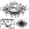 3D Wall Clock Luxury Metal Diamonds Flower Silent Art Office House Decorate