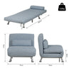 Folding 5 Position Steel Convertible Sleeper Bed Sofa Chair Lounge- Blue