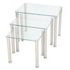 Glass Nest of Tables 3 Clear Black Modern Set Side Lamp End Table