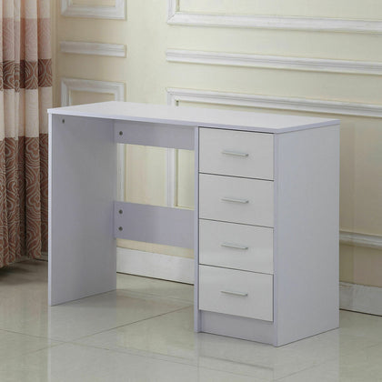HOMCOM Computer Desk 4 Drawers Home Office Workstation High Gloss White