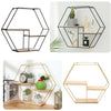 3 Wooden Shelves Metal Wall Mounted Hexagon Shelf Wire Display Storage Rack Unit