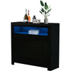 High Gloss Bed Sideboard Cupboard LED Buffet Door Cabinet with 2/3 Doors Storage