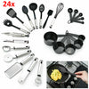 24pcs Kitchen Silicone Cooking Utensils Set Non-stick Spatula Turner Tong Spoon