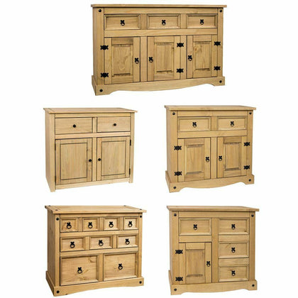 Sideboard Corona & Panama 1 2 3 4 Door Drawer Solid Waxed Pine Furniture Units