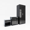 Modern High Gloss Wardrobe Chest of Drawers Bedside Table Bedroom Furniture Set