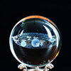 UK 3D Solar System Crystal Ball Planets Glass Ball Engraved Globe 60MM+Stand