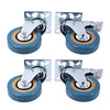 4pcs 75mm Heavy Duty Swivel Castor Wheels Rubber Trolley Furniture Brake Table