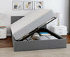 Modern Side Lift Up Storage Bed Frame Ottoman Divan Base & Headboard in Grey