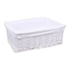 White Wicker Storage Basket White Lining Xmas Gift Hamper Basket - in 3 Sizes