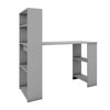 Computer Desk Laptop Study PC Table Home Office Corner Desk With Shelves Grey