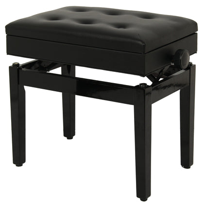 Height Adjustable Leather Piano Wood Bench Storage Keyboard Stool Padded Seat