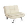Single 1 Seater Cream Faux Leather Sofa Chair Lounge Settee Chaise Bedroom