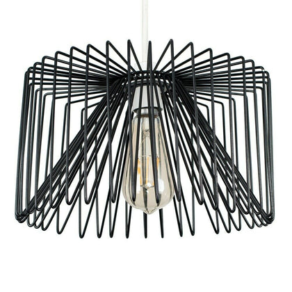 Black Metal Wire Light Shade Modern Easy Fit Lounge Lighting Industrial Design