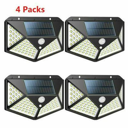 4X 100LED Solar Power PIR Motion Sensor Wall Lights Outdoor Garden Security Lamp