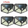4X 100LED Solar Power PIR Motion Sensor Wall Lights Outdoor Garden Security Lamp