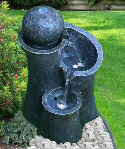Indoor Outdoor Polyresin Water Fountain Feature LED Lights Ball Garden Statue