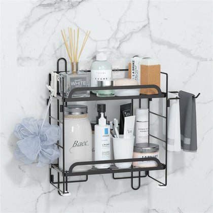Stainless Steel Bathroom Shelf Suction Shower Shelf Storage Rack with Towel Rail