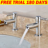2X Basin Sink Taps Single Lever Traditional Bath Twin Hot & Cold Tap Pair chrome