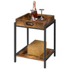 HOOBRO Side Table Sofa Table with Removable Tray Snack Tray Table Industrial